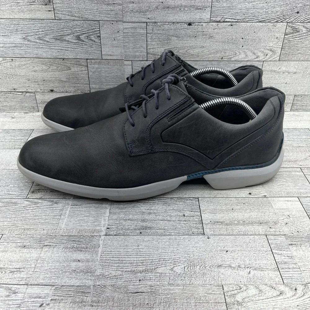 Rockport Total‎ Motion Gray Leather Plain Toe Sneaker Shoes Men Size 11
